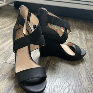 Jessica Simpson Black Wedge Sandals